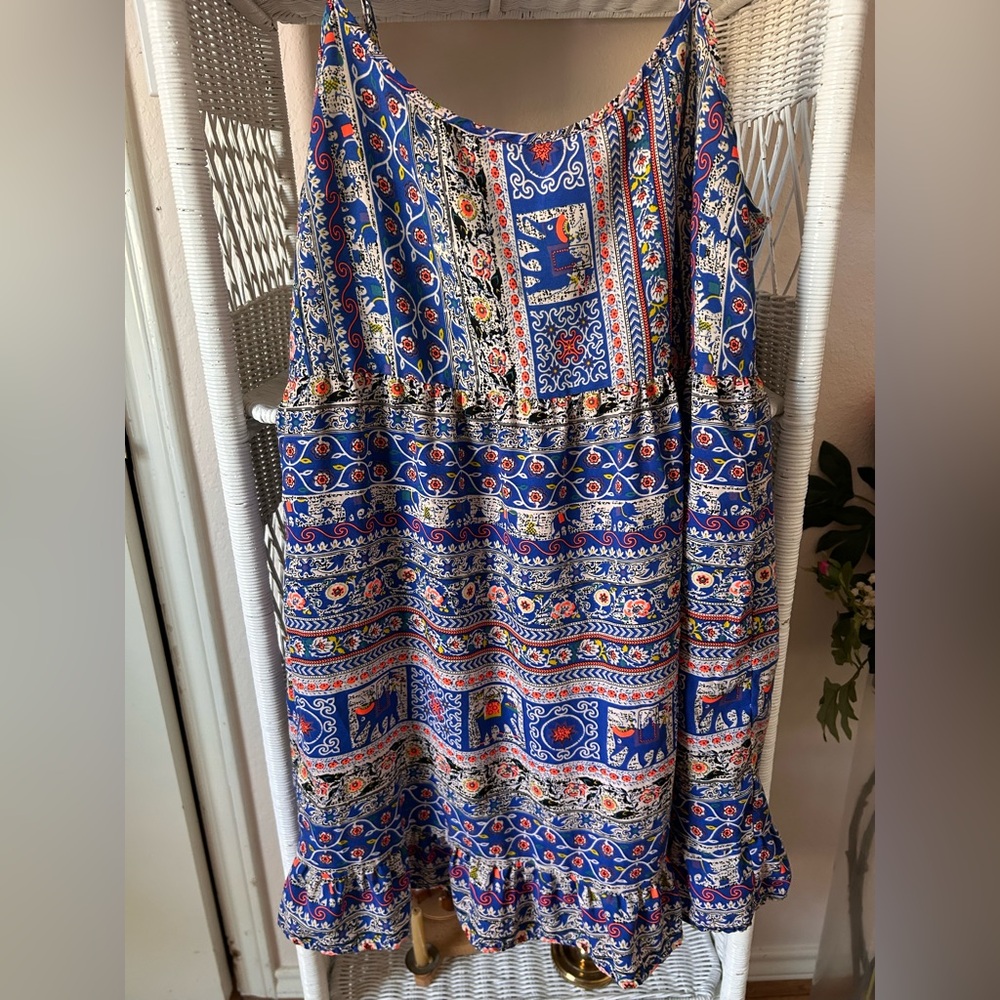One Clothing Blue Floral Printed Babydoll Mini Dress S